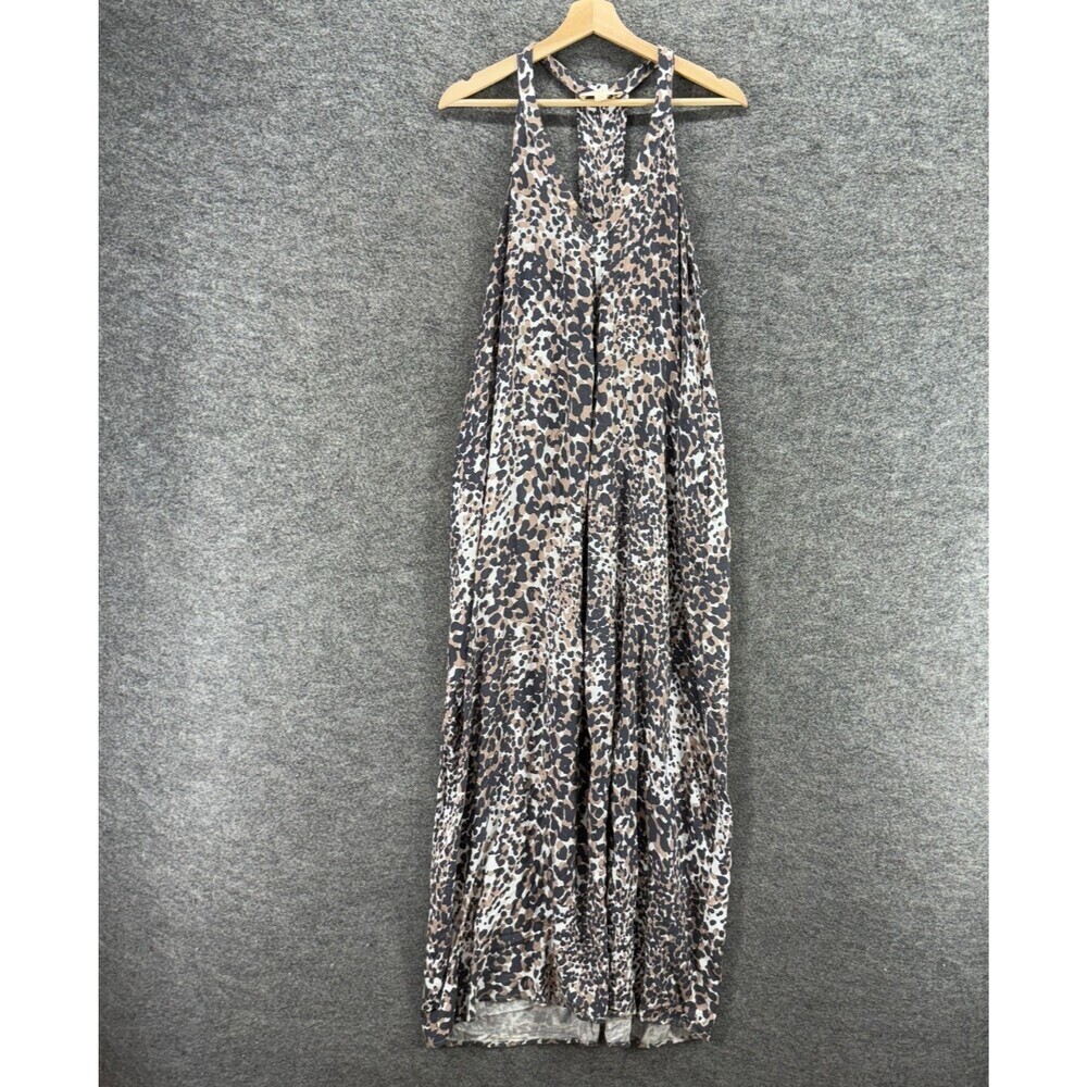 Lovestitch Dress Women S Small Black Animal Print Maxi Long V-Neck Rayon Casual